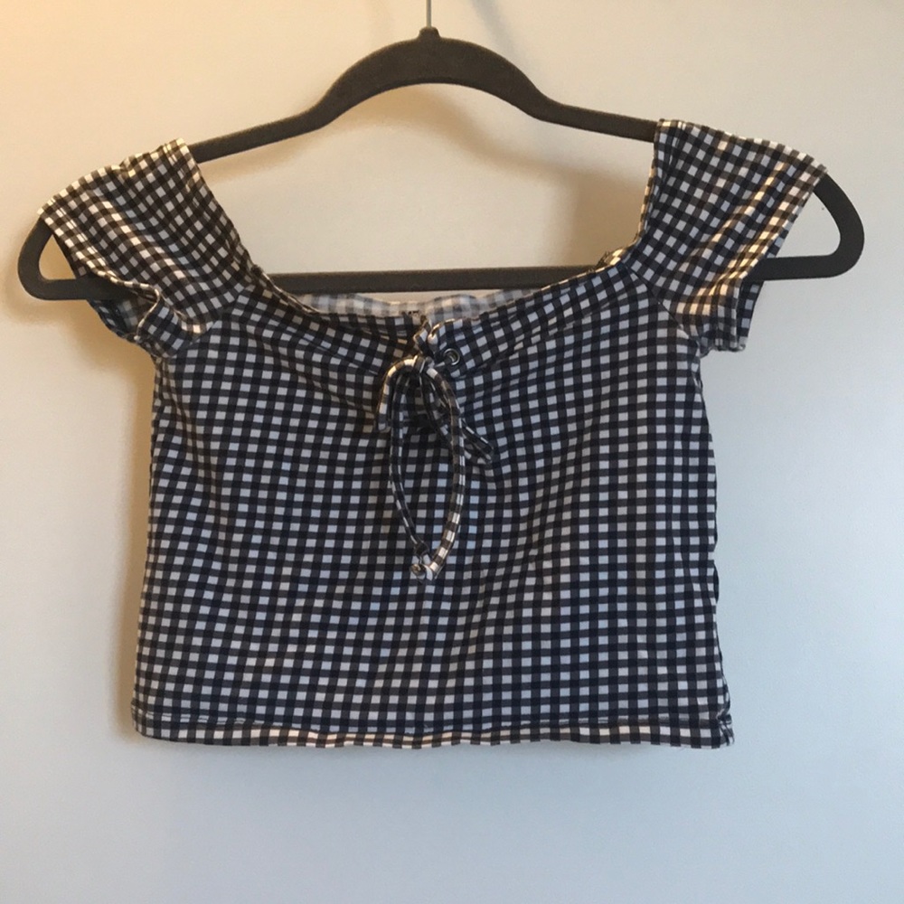 Pacsun black and white gingham crop top